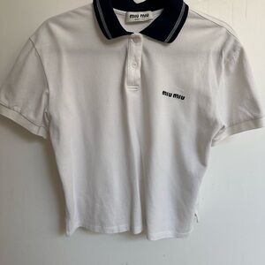 Miu Miu White and Navy Polo Shirt
